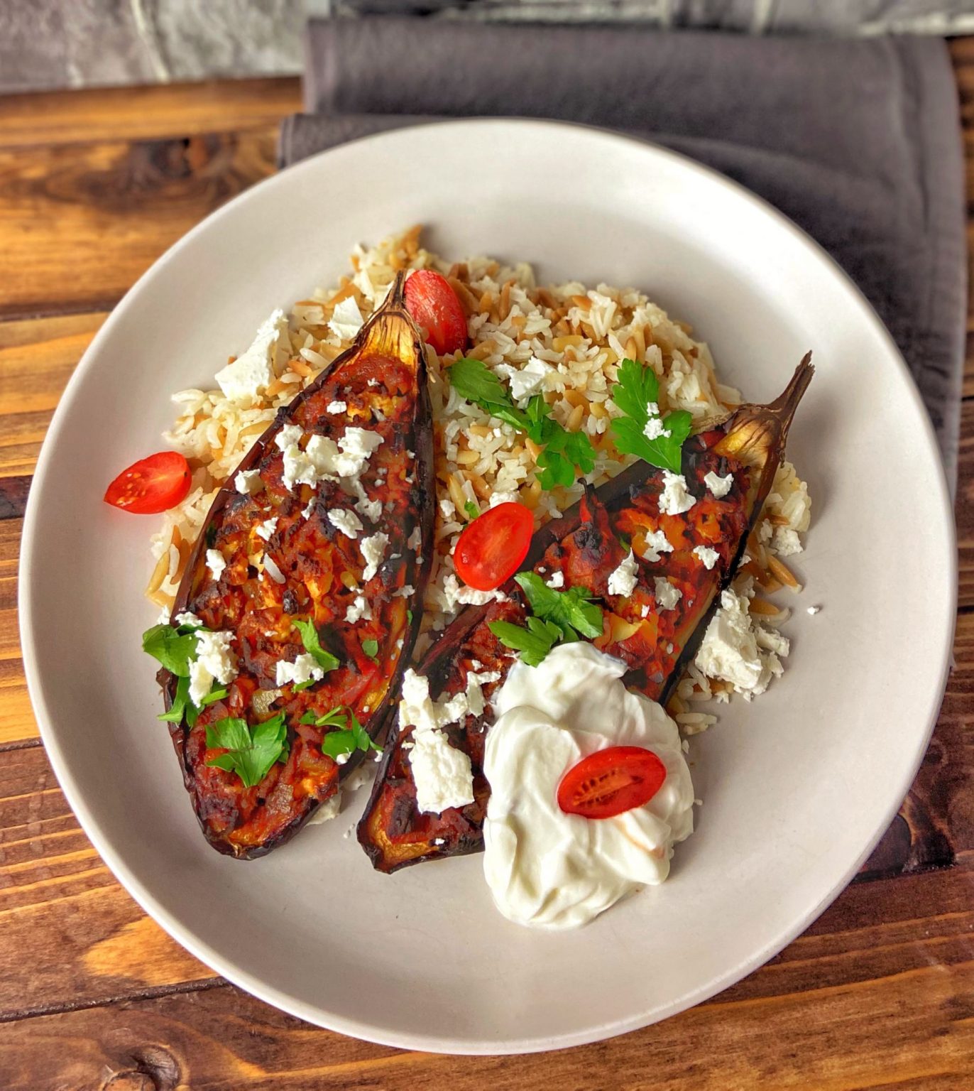 Gefüllte Aubergine Mit Hackfleisch - Kochhochgenuss